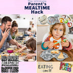 Stainless Steel Plates for Kids, Toddler Plate, Non Toxic Baby Dinnerware, BPA-Free Feeding Tray, Durable, Easy to Clean, Compatible with Dishwasher, Freezer, Microwave