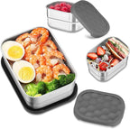 HaWare Stainless Steel Lunch Box for Kids, Leak Proof Food Storage Containers with Silicone Lids, Easy Open Bento Box for School and Daycare, Portable Metal Snack Box, Dishwasher Safe (8oz*2+25oz)
