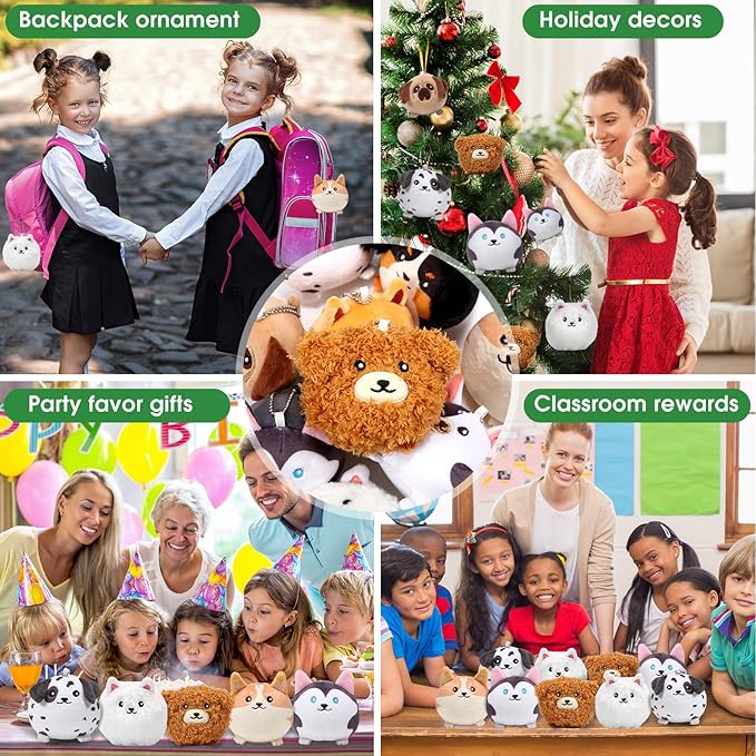 Libima 9 Pcs Mini Stuffed Animals Keychains 3.15 Inch Small Plush Cute Ornaments Bulk Toys for Baby Shower Birthday Party Decors Gift Bags Fillers Halloween Christmas Basket Stuffers(Puppy)