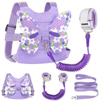Accmor Toddler Harness Leash + Anti Lost Wrist Link, Kids Butterfly Harnesses With Children Leashes, Cute Baby Leash Walking Assistant Wristband Strap Tether for Girls Outdoor (Purple)