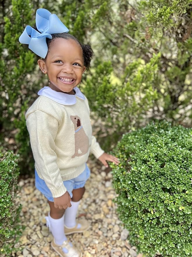 Wee Ones Girls' Plain Wrap Classic Grosgrain Hair Bows on a WeeStay No-Slip Hair Clip, Handmade, King, Millennium Blue