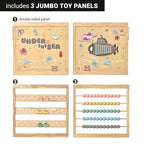 Wooden Playpen Extra Large for Toddlers and Babies - Under The Sea Theme Toy Desighn - (8/10) Wood Panels - Foldable and Adjustable Baby playpen - Extra Large Baby playpen (8-Panels)