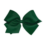 Wee Ones Girls' Plain Wrap Classic Grosgrain Hair Bows on a WeeStay No-Slip Hair Clip, Handmade, King, Forest Green
