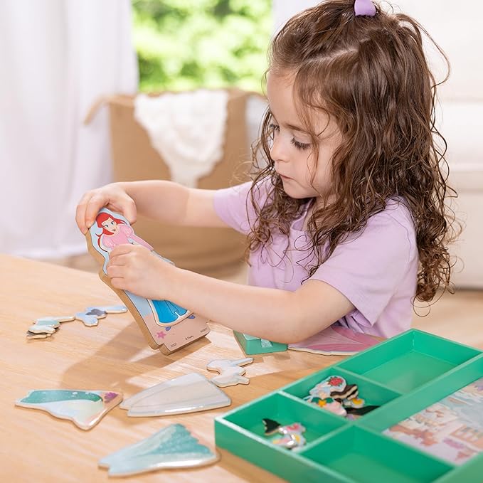 Melissa & Doug Disney Princess Ariel Magnetic Dress-Up Wooden Doll Pretend Play Set (30+ Pieces)