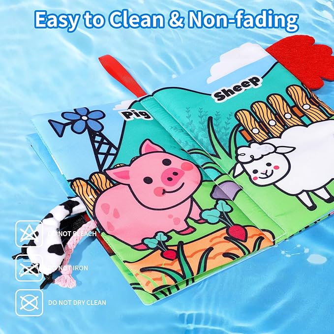 4 Pack Baby Books 0-6 Months, 4PCS Crinkle Books for Babies, Touch and Feel Sensory Books for Babies, Infant Toys 0-6 Months, Soft Fabric Toy Shower Gift, Baby Crinkle Book - 4 Pack Blue