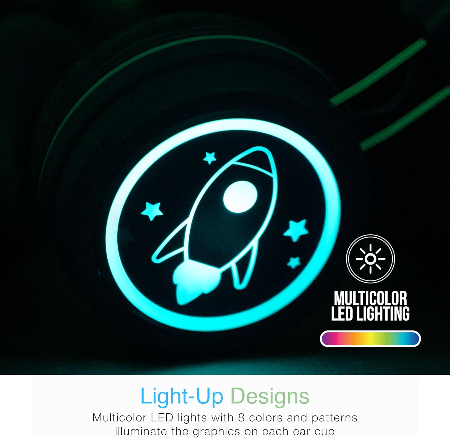 MEE audio KidJamz KJ55BT Bluetooth Wireless Safe Listening Headphones for Children with LED Lights, 85dB Volume Limiter, Mic & 40h Battery (Blue)