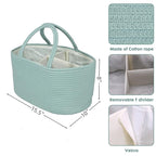 Large Baby Diaper Caddy Organizer for Girl Boy Rope Nursery Storage Bin Basket Portable Holder Tote Bag for Changing Table Car Travel Baby Shower Gifts Newborn Essentials Registry Must Have Green