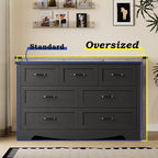 7-Drawer Dresser for Bedroom, Modern Wooden Chest of Drawers with Metal Handles, Anti-Tipping Design, Sturdy and Stable Storage Organizer for Living Room, Entryway, Home Office