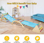 9-in-1 Climbing Triangle Set with Detachable Wooden Climbing Arch for Rocking Horse and Climbing, Indoor Triangle Jungle Playground Gym for Toddlers