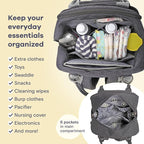 RUVALINO Diaper Bag Backpack-Expandable Baby Bag with up to 50% Capacity -Baby Essentials Bag with Changing Pad Insulated Bottle Holders & Pacifier Case, Waterproof, Dark Gray XL