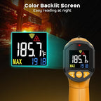 Infrared Thermometer Gun,SQECH Laser Thermometer Gun -58℉～1112℉(-50℃～600℃),Non-Contact Temperature Gun with Adjustable Emissivity&Color Backlight for Cooking, Pizza Oven,BBQ,Fridge,Engine,HVAC(Yellow)