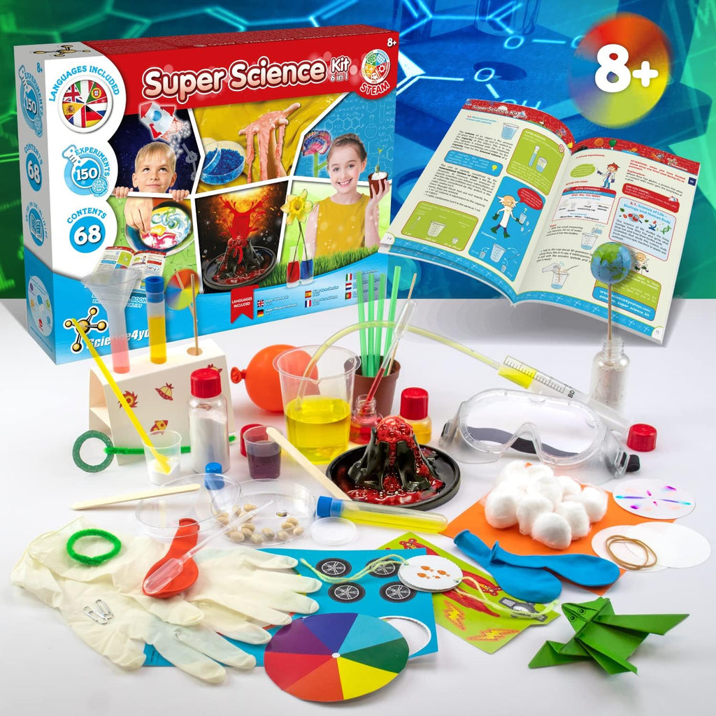 Science4you 150 Science Experiments for Kids Ages 8-12 - Super Science Kits for Kids, Chemistry Set + Stem Toys, Gifts for Boys and Girls Age 8 9 10+