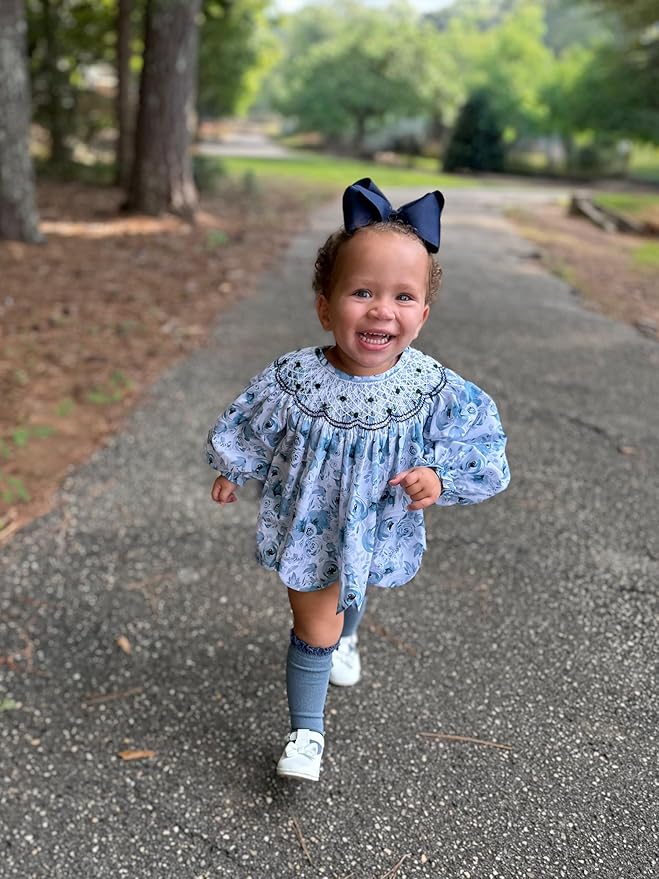 Wee Ones Girls' Plain Wrap Classic Grosgrain Hair Bows on a WeeStay No-Slip Hair Clip, Handmade, King, Navy