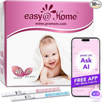 Easy@Home Ovulation Test Strips Powered by Premom Ovulation Predictor APP, FSA Eligible, 40 Ovulation Test and 10 Pregnancy Test Strips, 40LH +10HCG | Package May Vary