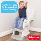 Fisher-Price™ Potty Training Seat with Step Stool Ladder, 2-in-1 Potty Training Toilet for Toddlers with Splash Guard, Anti-Slip Pads, Cushioned Seat (Gray)