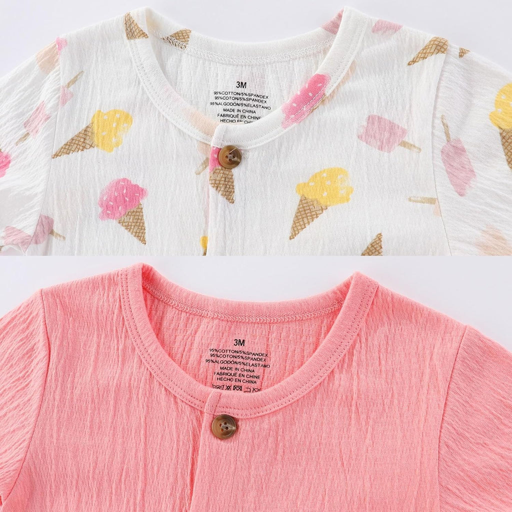 Baby Girl Romper Button Jumpsuit Summer Infant Boy Clothes for 0-24 Months