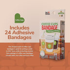 BioSwiss Bandages, Coffee Cup Shaped Self Adhesive Bandage, Latex Free Sterile Wound Care, Fun First Aid Kit Supplies for Kids, 24 Count