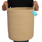 OrganiHaus Large Woven Baskets for Storage 15x18, Cotton Rope Baskets for Storage, Tall Blanket Basket for Living Room, Nursery Laundry Basket, Big Basket for Toys, Basket for Blankets, Honey