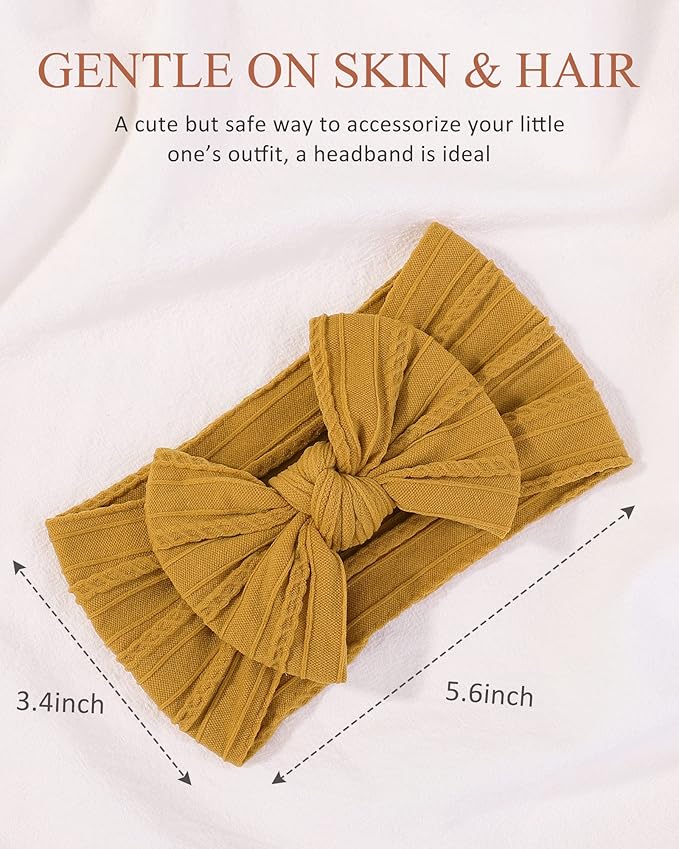 jollybows 12pcs Baby Girls Nylon Headband with Bow Newborn Hairbands Infant Hair Bow Elastics Handmade Hair Accessories for Toddlers Kids