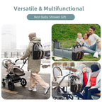 Diaper Bag Backpack with Changing Station, Large Diaper Bag, Baby Bag, Multifunctional Diaper Bag, GreyBlack