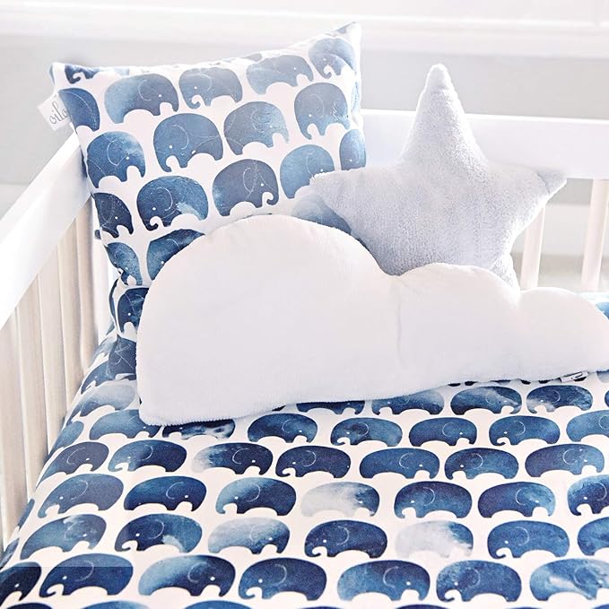 Oilo Crib Sheet, Breathable, Fitted, Turkish Cotton Jersey, 300 Thread Count, Machine Washable, Fits Standard Crib (28" x 52" x 6"), Toddler Bedding, Girl, Boy, & Neutral Nursery Design, Elephant