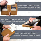 Full Grain Leather Family Passport Holder for 2-4 Passports - RFID Passport Holder and Travel Document Organizer - Large Leather Travel Wallet for Couples and Families - Camel