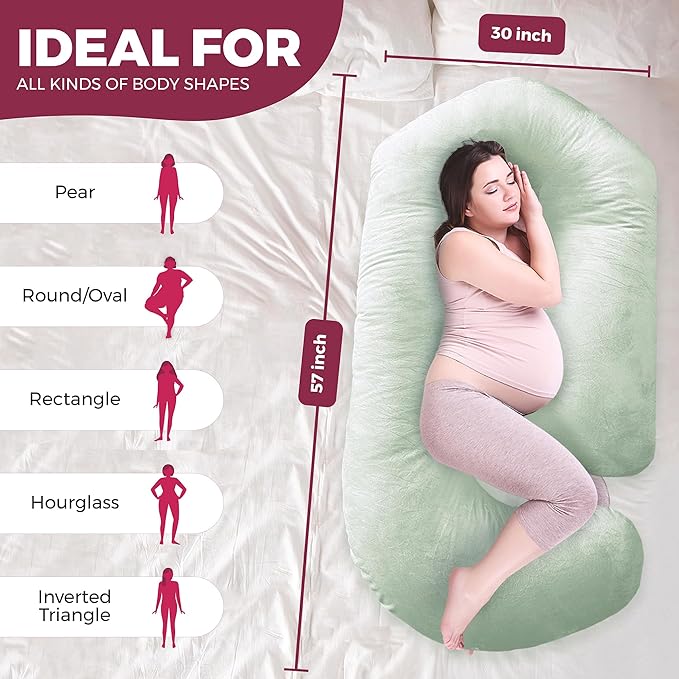 PILLANI Pregnancy Pillows for Sleeping - V C U Shaped 57inch Full Body Pillow with Removable Washable Cover, Cooling Maternity Pillow for Pregnant Women, Support for Back Belly Legs Hip