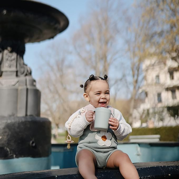 mushie Trainer Sippy Cup | Made in Denmark | Leak Resistant Twist-Off Lid & Handles | 6 Months + (Sage)