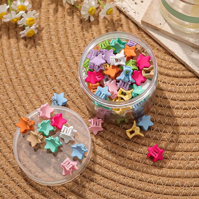 Mini Star Hair Clips, Baby Hair Clips Mini Claw Clips Cute Jaw Clips Hair Pins Hair Barrettes Toddler Hair Accessories for Women Girls Kids Teens 100Pcs Colorful