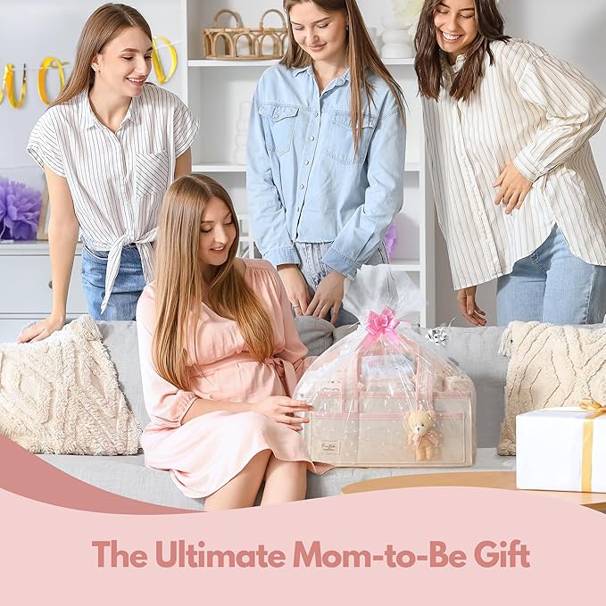 PeraBella XL Diaper Caddy Organizer With Handle, Baby Shower Gifts Basket Bag, Registry Search Must Haves Items, Newborn Girl Boy Nursery Storage Organizer, Baby Bag Essentials, Car Diaper Caddy Cart