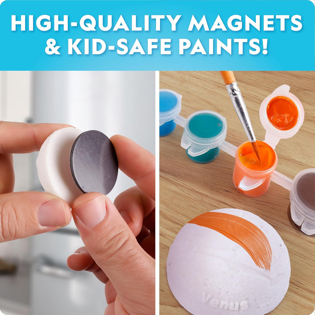 National Geographic Magnetic Solar System Painting Kit – 3D Magnet Making Kit, Paint 8 Planets & The Sun, Craft Kit with Paints, Brushes, Magnets & More, Kids Art Kit, DIY Magnets