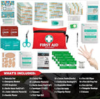 General Medi Mini First Aid Kit, 110 Piece Small First Aid Kit - Includes Emergency Foil Blanket, Scissors for Travel, Home, Office, Vehicle, Camping, Workplace & Outdoor (Red)