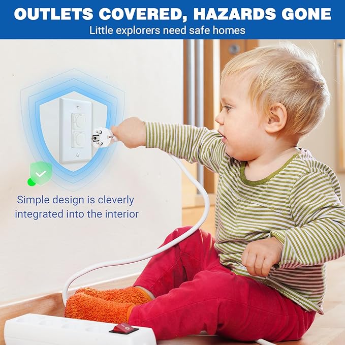 Outlet Covers Baby Proofing, 48 Pack Child Proof Plug Socket Covers Electric Plug Protectors Safety Caps with Hidden Pull Handle, for US 3-Prong, Snail