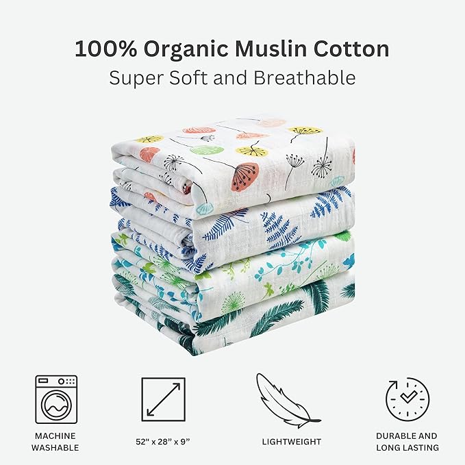 Margaux & May Organic Muslin Cotton Baby Crib Sheet, Meadow Print, Fitted, Breathable, Toddler Bedding, 52 x 28, Deep Pocket, Organic Crib Sheets for Cozy Sleep
