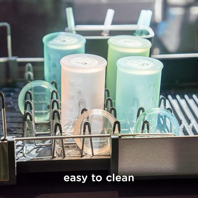 Olababy Clear View Silicone Training Cup with Straw Lid | Toddler Sippy Trainer 12mo+ | Unbreakable Water Drinking Cups for Kids 2yr+ | Baby Led Weaning & Feeding Supplies (Lilac, 9 oz)