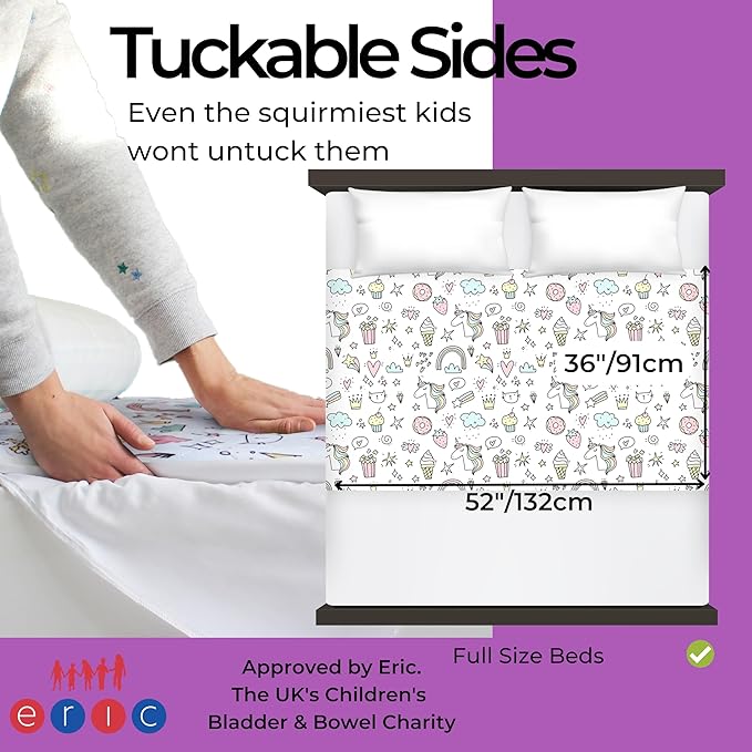 Hygge Sheets® Potty Training Pee Pads for Kids, Toddlers - 100% Waterproof, Non Slip Bed Wetting Pad for Full Size Beds - Washable, Reusable Mattress & Sheet Protector - Unicorn