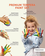 Fantastory Tempera Paint for Kids 8 Colors (8.4 oz Each) Washable, Non-Toxic for Poster and Sponge Painting, Finger and Hand Paint Bottles Gifts