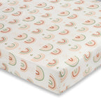 Crane Baby 100% Cotton Breathable Fitted Baby and Toddler Sheet for Standard Mattress (28 X 52), Machine Washable Crib Boho Rainbow Boho Rainbow