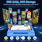 Tablet for Kids, 10.1 inch IPS HD Touchscreen Android 14 64 GB Storage, 8GB RAM, Octa Core Kids Tablet, Parental Controls, 12-hr Battery, WiFi, GPS - Blue