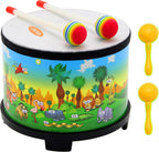 Floor Tom Drum for Kids 8-inch Percussion Instrument Music Drum with 2 Mallets and Color Maracas for Baby Children Special Christmas Birthday Toy Gift