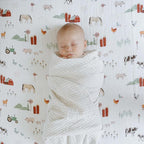 Little Unicorn Premium Crib Sheet | Breathable & Super-Soft Muslin Fabric (Farmyard)