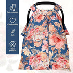 TANOFAR Car Seat Cover Baby, Carseat Covers Baby Boy Girl, Peekaboo Opening Infant Car Seat Cover for Winter, Warm & Cozy, Blue Floral