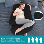Cute Castle Pregnancy Pillows, Soft U-Shape Maternity Pillow with Removable Cover - Full Body Pillows for Adults Sleeping - Pregnancy Must Haves - Jumbo 57 Inch - Black