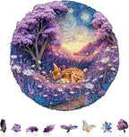 Jigfoxy Wooden Puzzles for Adults, Starry Night Fawn Wood Puzzles Adult, Unique Animal Shape Wooden Jigsaw Puzzles for Adults, Birthday Gifts for Puzzle Lovers, Family, Friend (S-8.5 * 8.5in-100pcs)
