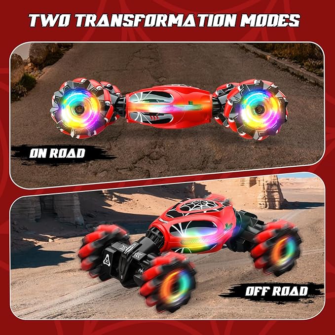Spider Remote Control Car Gesture Sensing Hand Controlled Stunt Car, 4WD Drift Twist Off-Road Vehicle with Light Music, Birthday Xmas Gifts Suitable for Boys and Girls