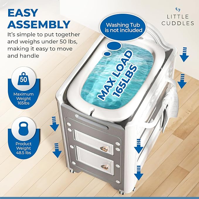 Changing Table with Storage & Adjustable Height, Baby Changing Table, Portable Changing Table, Diaper Changing Station, Baby Changing Station, Easy Assembly Baby Diapering & Bathing