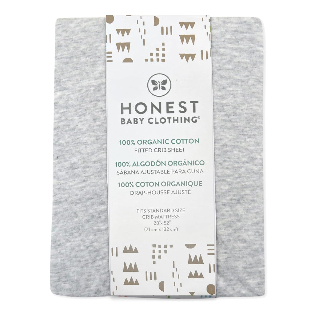 HonestBaby Unisex-Baby Fitted Crib Sheets Set Standard Mattress, 100% Organic Cotton Baby Boys, Girls, Neutral, 1 Pack - Sugar Swizzle, One Size