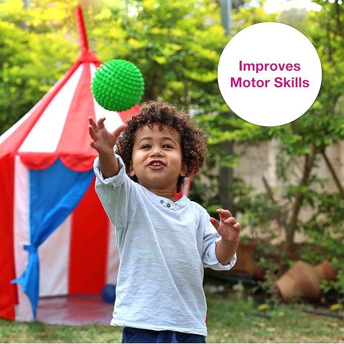 Edushape Original Sensory Ball - 4" Solid Primary Color Baby Ball for Gross Motor Skills Development, Ages 6 Months & Up - Perfect Stocking Stuffer