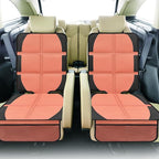 Car Seat Protector for Child, 2 Pack Covers with Mesh Pockets & Non-Slip Backing, 600D Durable Under Seat for Back (Orange, Large)