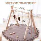 Razee Wooden Baby Play Gym Play Mat, Foldable Baby Gym with 6 Hanging Sensory Toys for Newborn Shower Gift